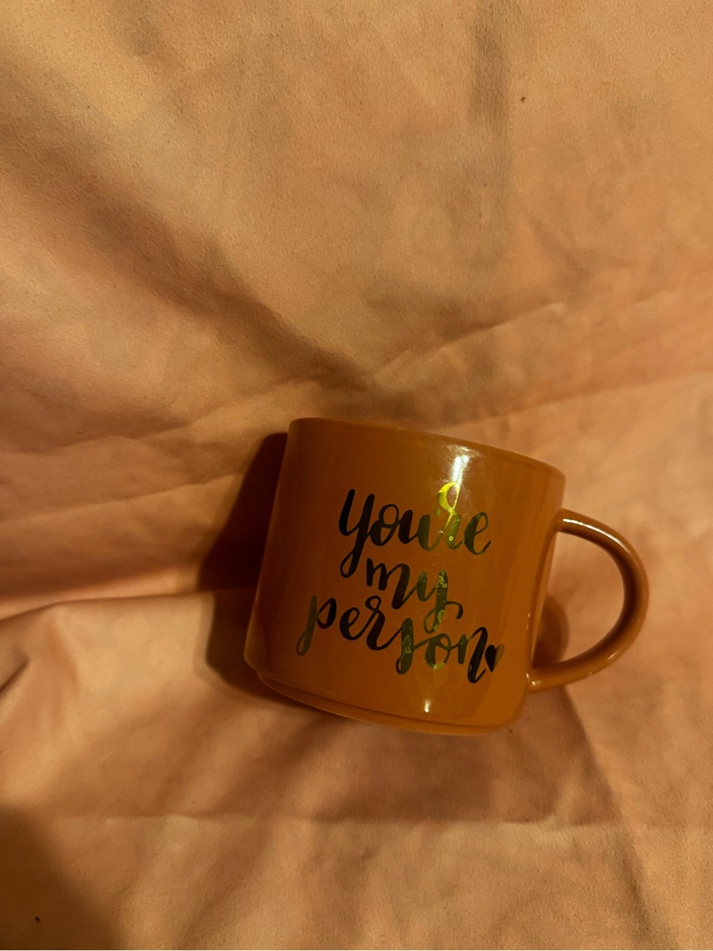 Glossy Amber Ceramic Mug with Gold Foil Script - You're My Person